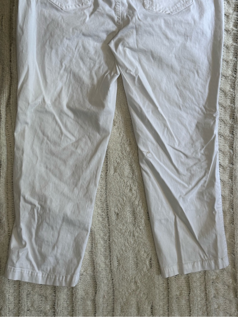 ONE5ONE White Cropped Pants Floral Waistband Stretch Cotton Size 10 - Picture 11 of 14